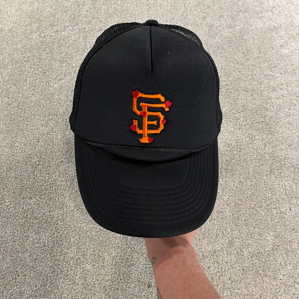 Nissun Cap Trucker Hat Mens OSFM Black SF Logo Snapback Mesh Rope MLB Baseball
